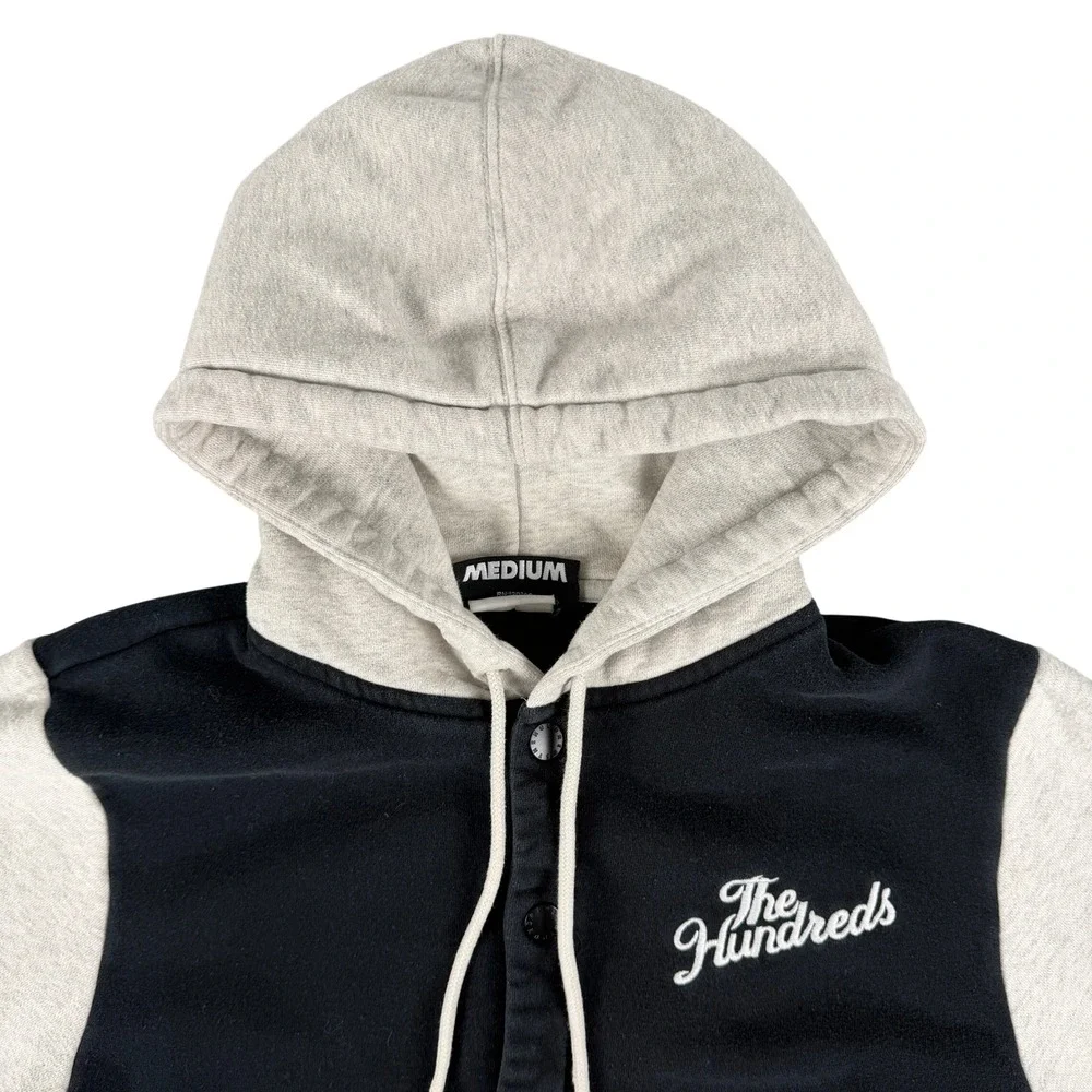 The Hundreds Hoodie Mens M Black Grey Snap Front Varsity Style Jacket Script‎